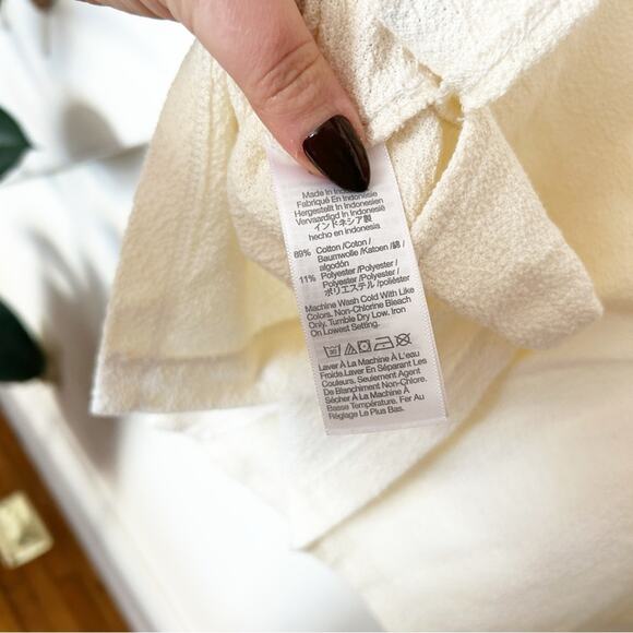 Madewell Jacquard Square Neck Puff Sleeve Top Cotton Blend Button-Down Size S - Picture 7 of 7